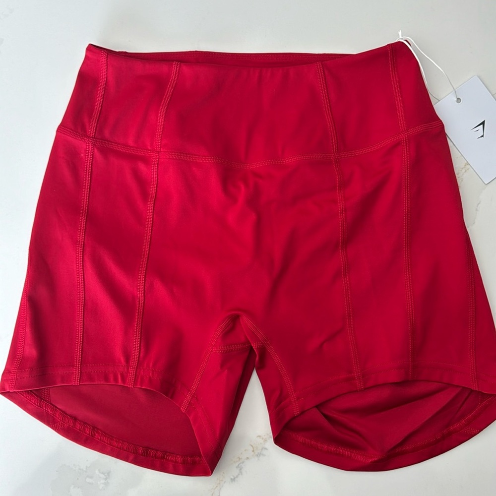 Gymshark power high rise shorts Size Medium Color Carmine Red NWT